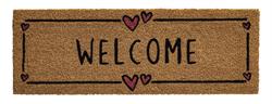 Dørmåtte i kokos Ruco Print Welcome Hearts i 26 x 75 cm